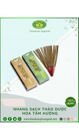 Nhang sạch thảo dược Hoa Tâm Hương 3 Tấc - Quế - 300 Cây 