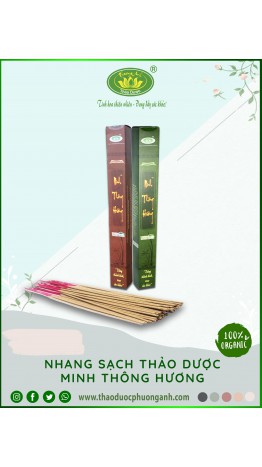 Nhang sạch thảo dược Minh Thông Hương 6 Tấc - Trầm Bắc - 100 Cây