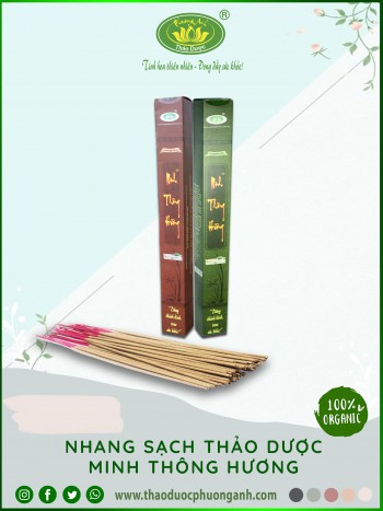 Nhang sạch thảo dược Minh Thông Hương 6 Tấc - Trầm Bắc - 100 Cây